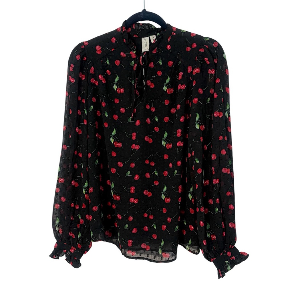 Joie Black Blouse with Cherry Print